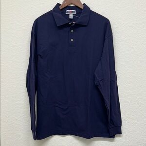 Jerzees Y2K Navy Blue Polo Men's Long Sleeve Shirt - XL